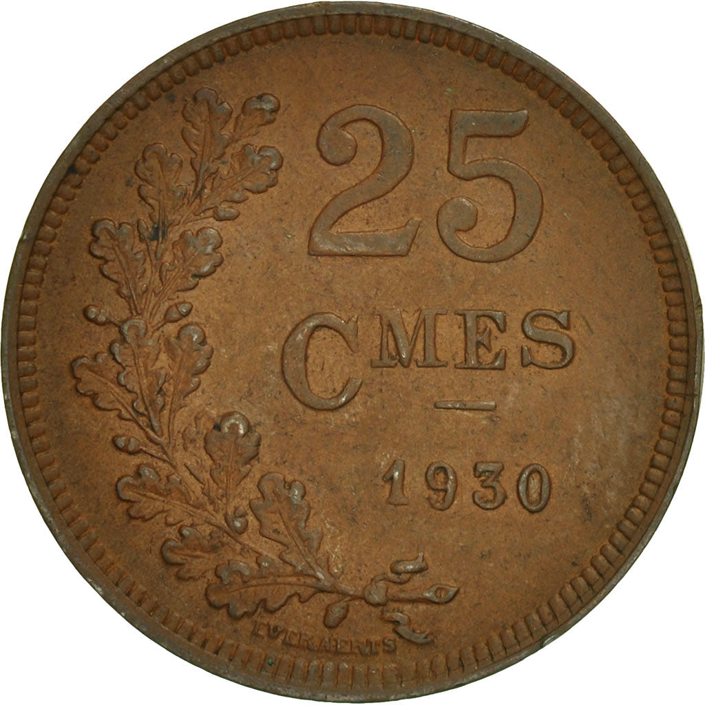 Coin, Luxembourg, Charlotte, 25 Centimes, 1930, EF(40-45), Bronze, KM:42