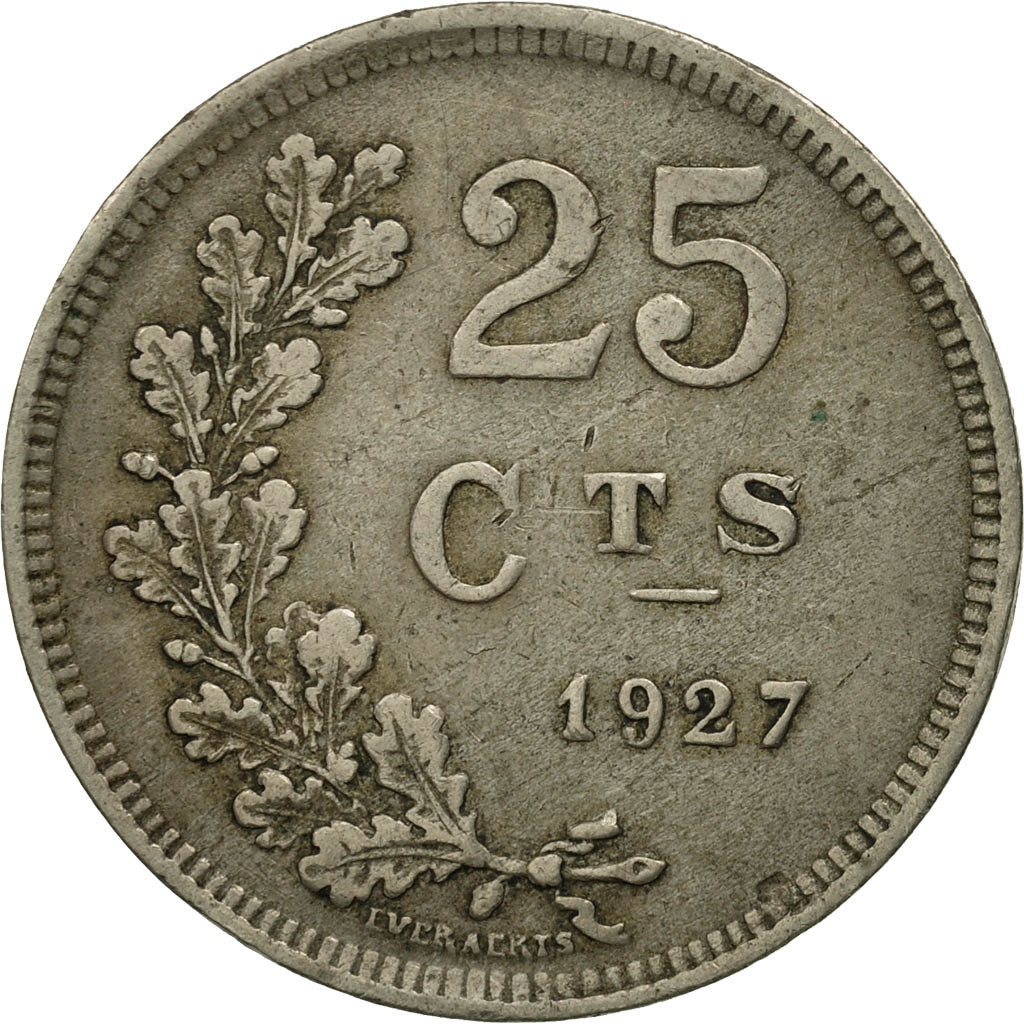 Luxembourg, Charlotte, 25 Centimes, 1927, AU(55-58), Copper-nickel, KM:37