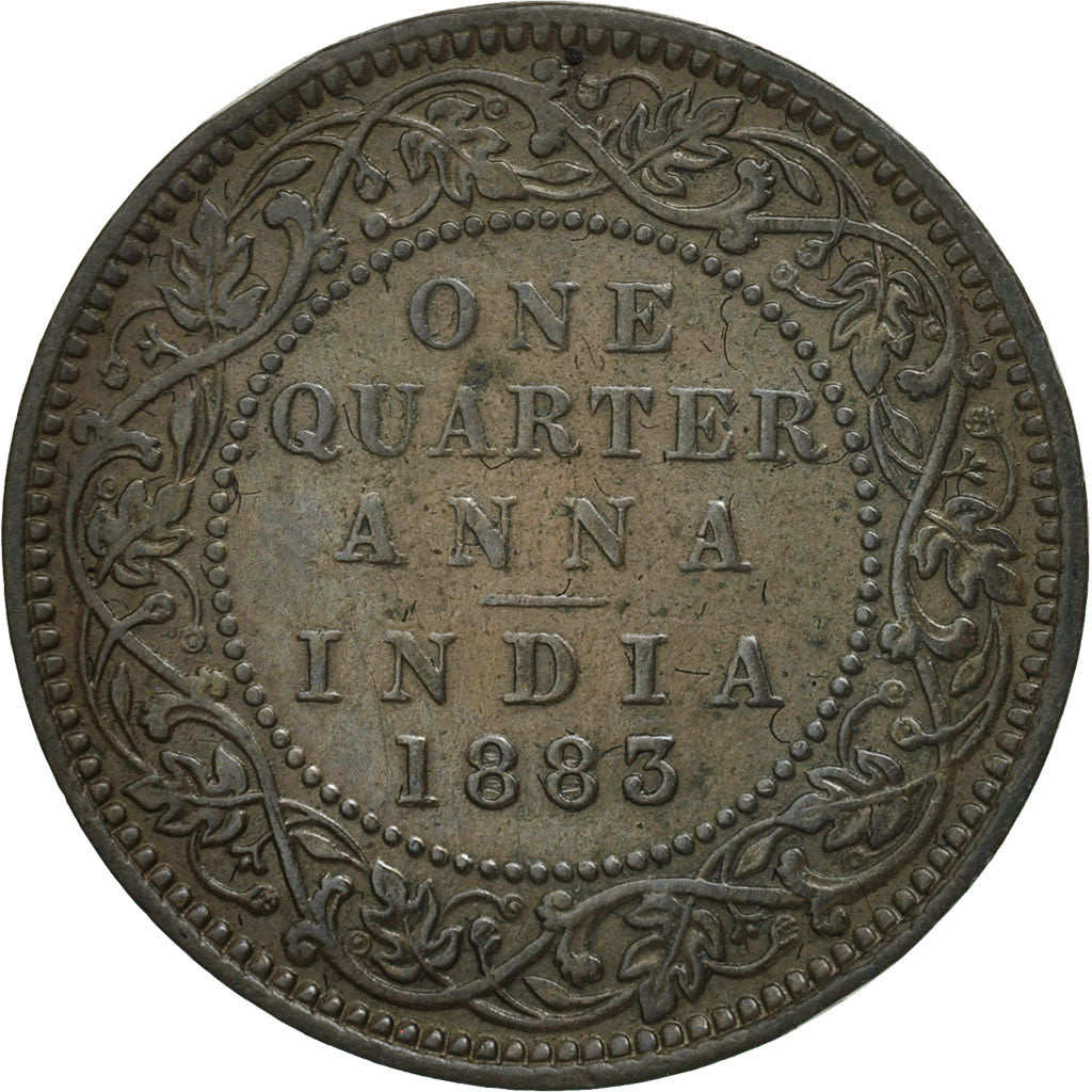 INDIA-BRITISH, Victoria, 1/4 Anna, 1883, EF(40-45), Copper, KM:486