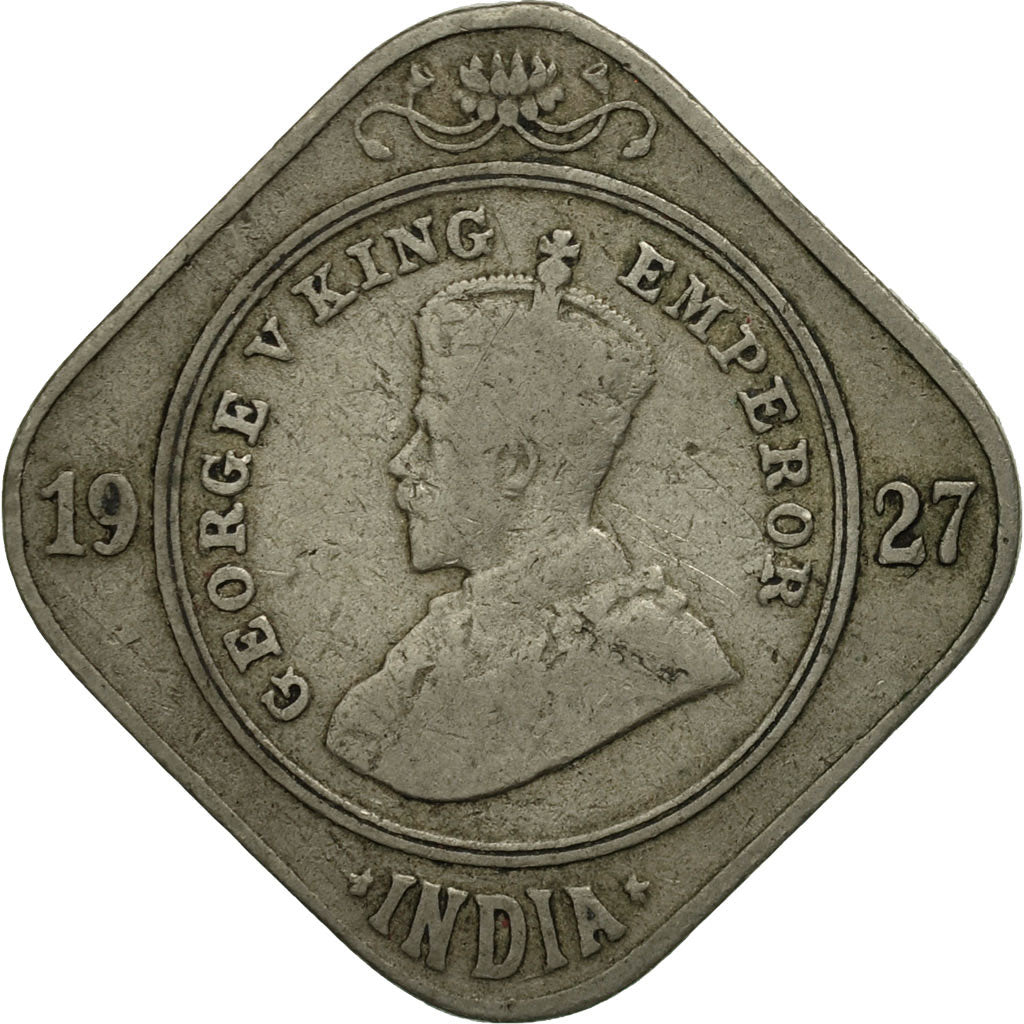 INDIA-BRITISH, George V, 2 Annas, 1927, MS(60-62), Copper-nickel, KM:516