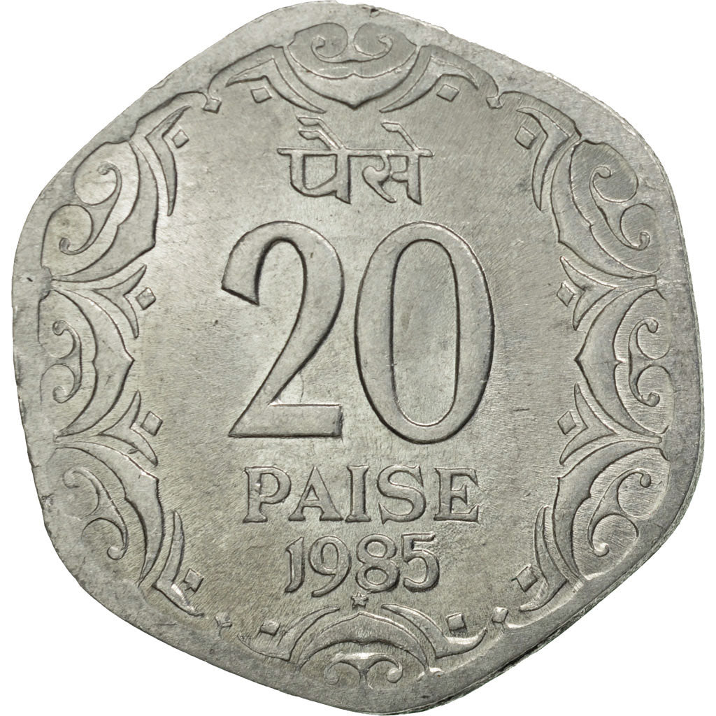 Coin, INDIA-REPUBLIC, 20 Paise, 1985, MS(63), Aluminum, KM:44