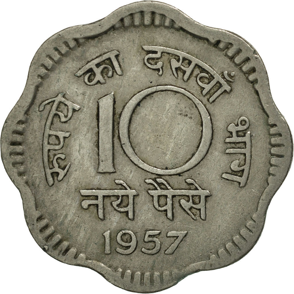 Coin, INDIA-REPUBLIC, 10 Naye Paise, 1957, MS(60-62), Copper-nickel, KM:24.1
