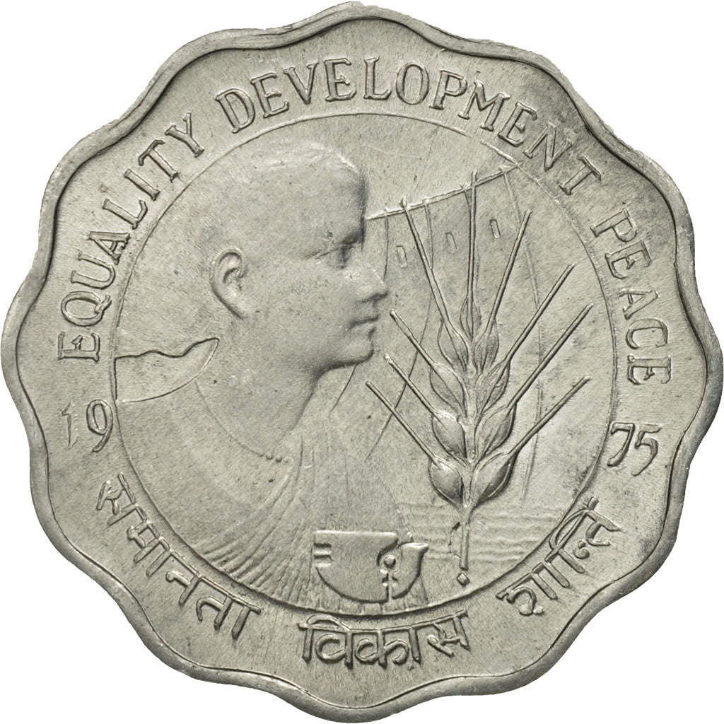 Coin, INDIA-REPUBLIC, 10 Paise, 1975, MS(63), Aluminum, KM:29