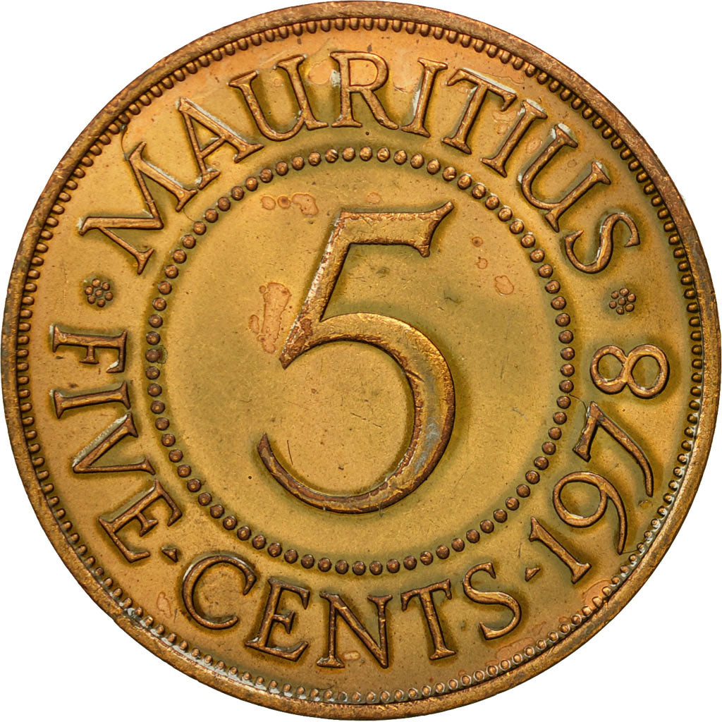 Coin, Mauritius, Elizabeth II, 5 Cents, 1978, MS(60-62), Bronze, KM:34