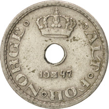 Norvegia, Haakon VII, 10 Öre, 1947, BB, Rame-nichel, KM:383