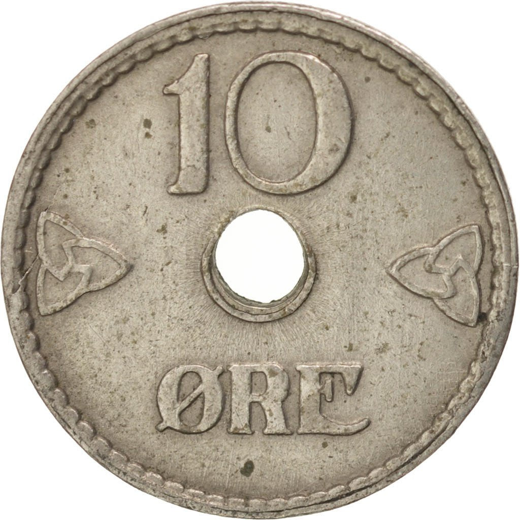 Norvegia, Haakon VII, 10 Öre, 1947, BB, Rame-nichel, KM:383