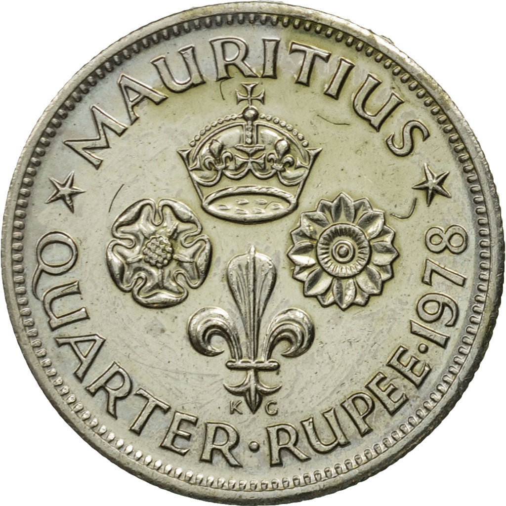 Coin, Mauritius, Elizabeth II, 1/4 Rupee, 1978, MS(63), Copper-nickel, KM:36