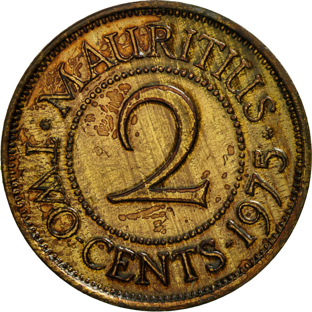 Moneta, Mauritius, Elizabeth II, 2 Cents, 1975, BB+, Bronzo, KM:32