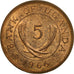 Monnaie, Uganda, 5 Cents, 1966, TTB+, Bronze, KM:1