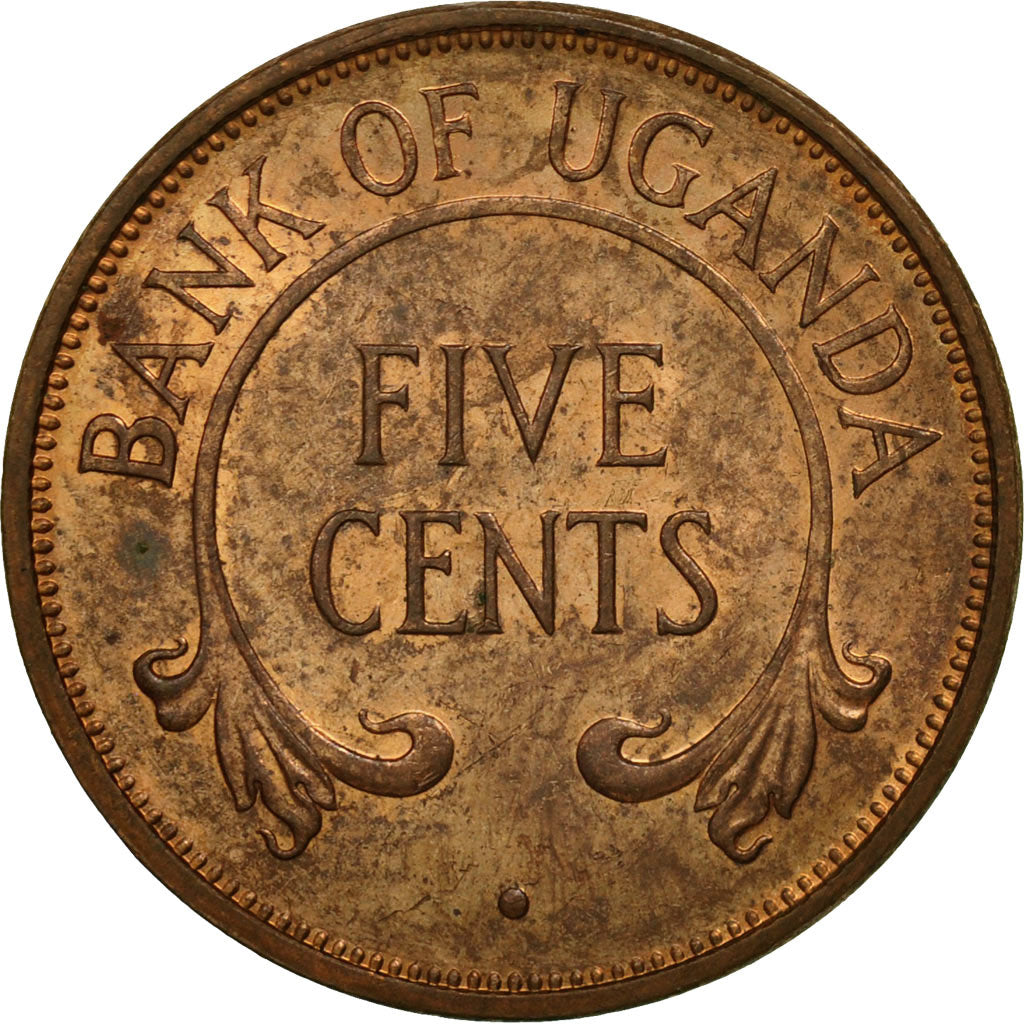 Munten, Oeganda, 5 Cents, 1966, ZF+, Bronze, KM:1