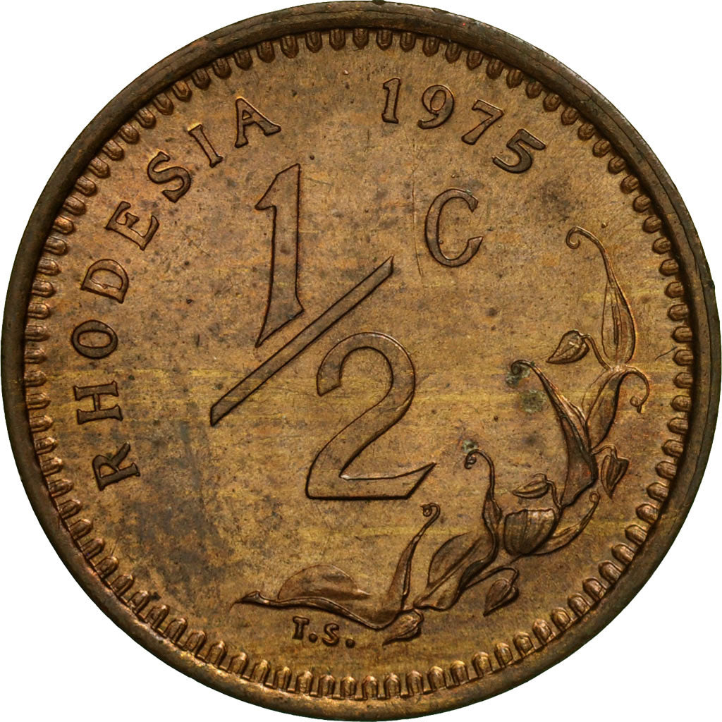 Rhodesia, 1/2 Cent, 1975, AU(55-58), Bronze, KM:9