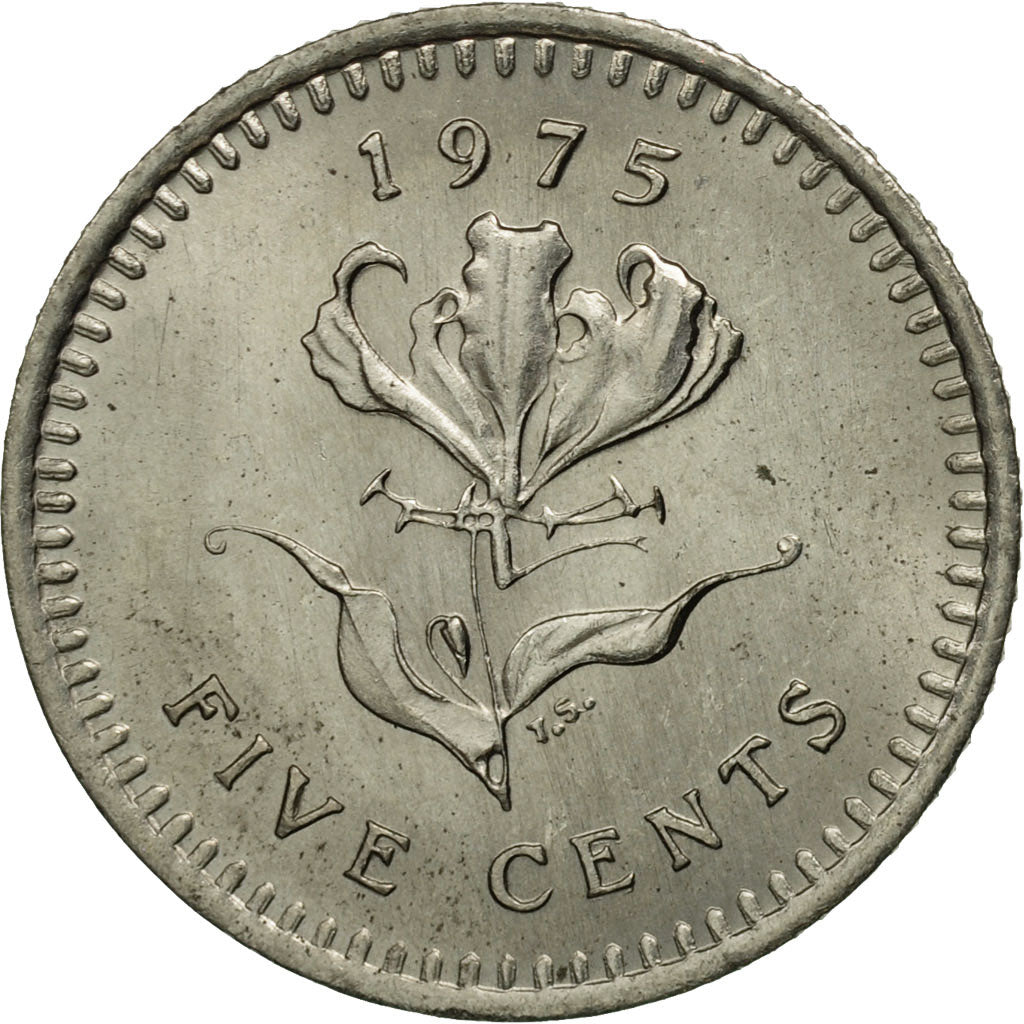Rhodesia, 5 Cents, 1975, MS(63), Copper-nickel, KM:13