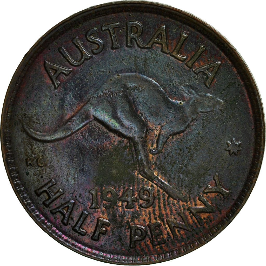 Australia, George VI, 1/2 Penny, 1949, VF(20-25), Bronze, KM:42