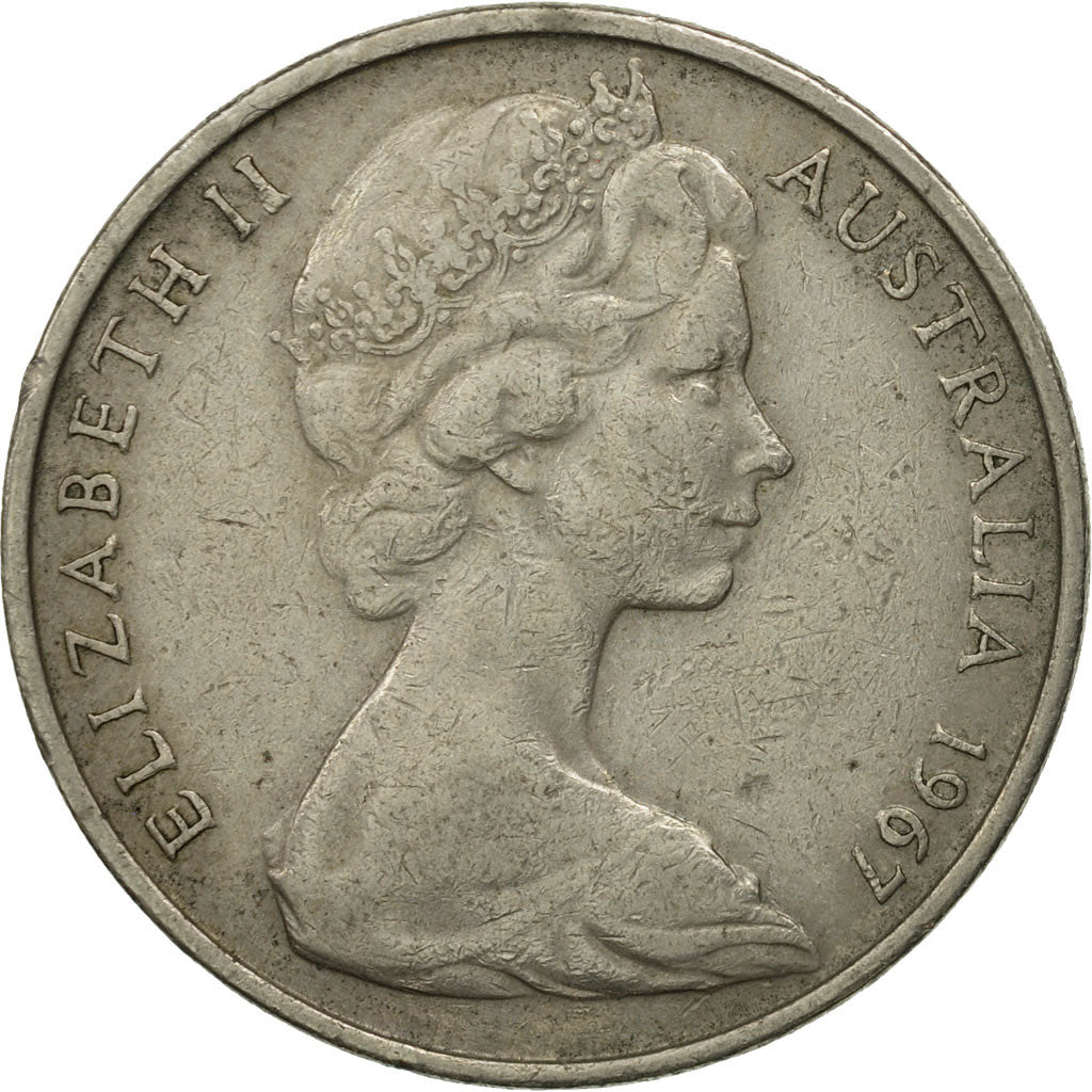 Coin, Australia, Elizabeth II, 20 Cents, 1967, MS(60-62), Copper-nickel, KM:66