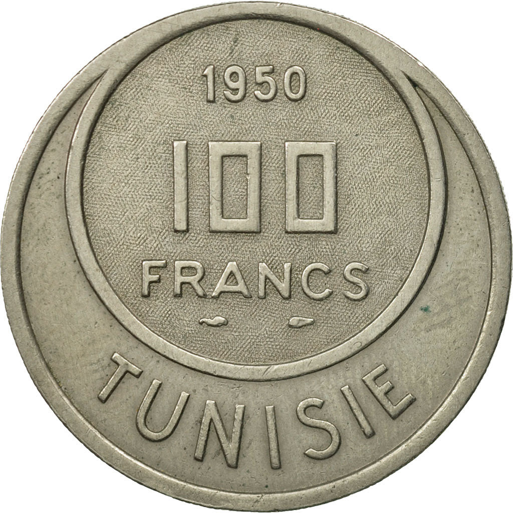 Coin, Tunisia, Muhammad al-Amin Bey, 100 Francs, 1950, Paris, MS(63)