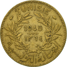 Coin, Tunisia, Muhammad al-Amin Bey, Franc, 1945, Paris, AU(55-58)
