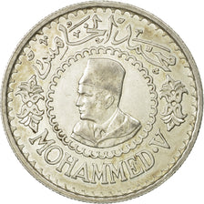 Morocco, Mohammed V, 500 Francs, 1956, Paris, MS(60-62), Silver, KM:54
