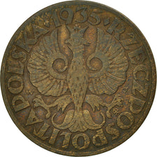 Moneda, Polonia, 5 Groszy, 1935, Warsaw, MBC, Bronce, KM:10a