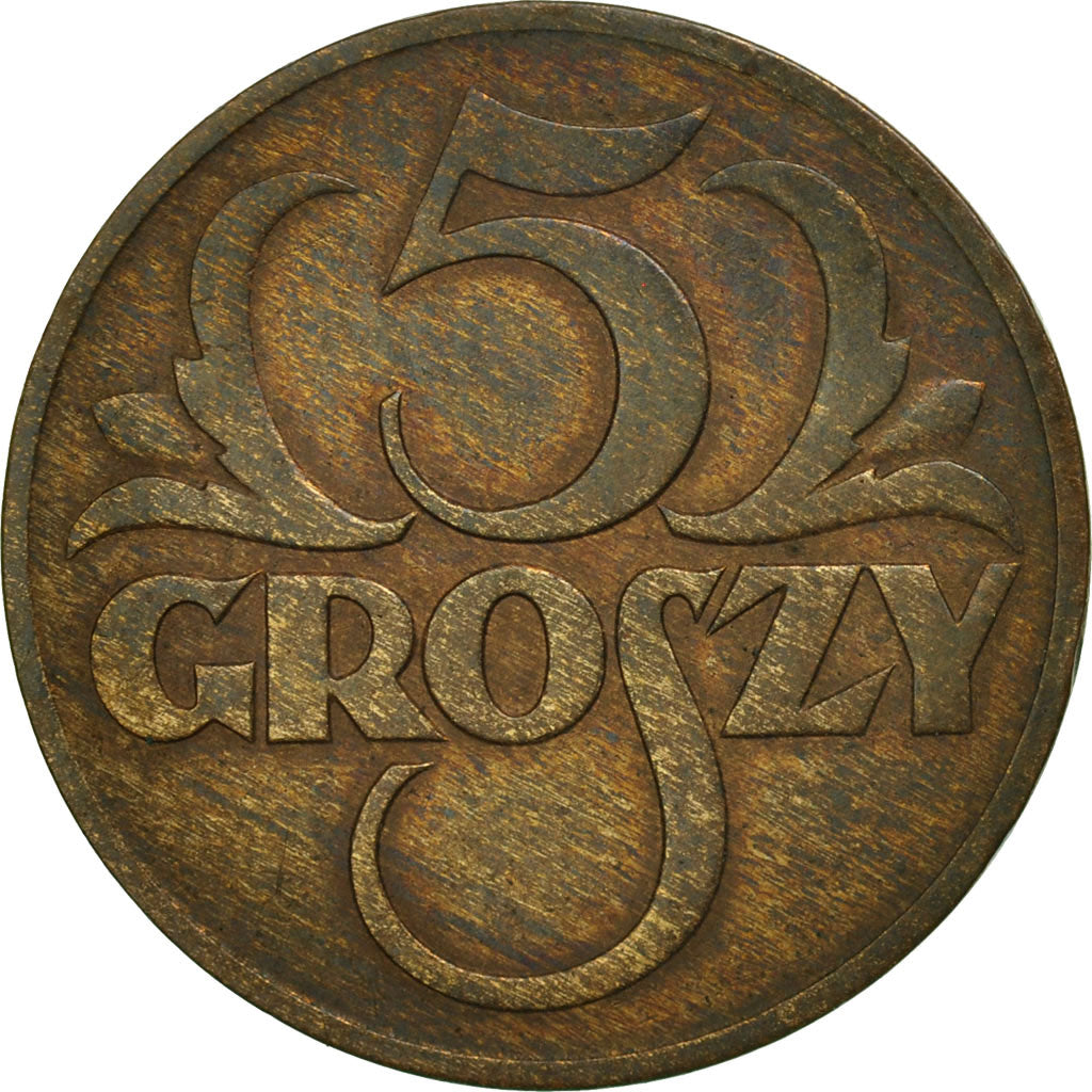 Coin, Poland, 5 Groszy, 1935, Warsaw, EF(40-45), Bronze, KM:10a