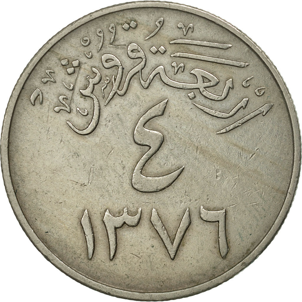 Saudi Arabia, UNITED KINGDOMS, 4 Ghirsh, 1956, SUP+, Copper-nickel, KM:42