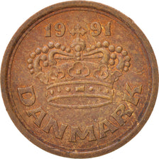 Münze, Dänemark, Margrethe II, 25 Öre, 1991, VZ, Bronze, KM:868.1