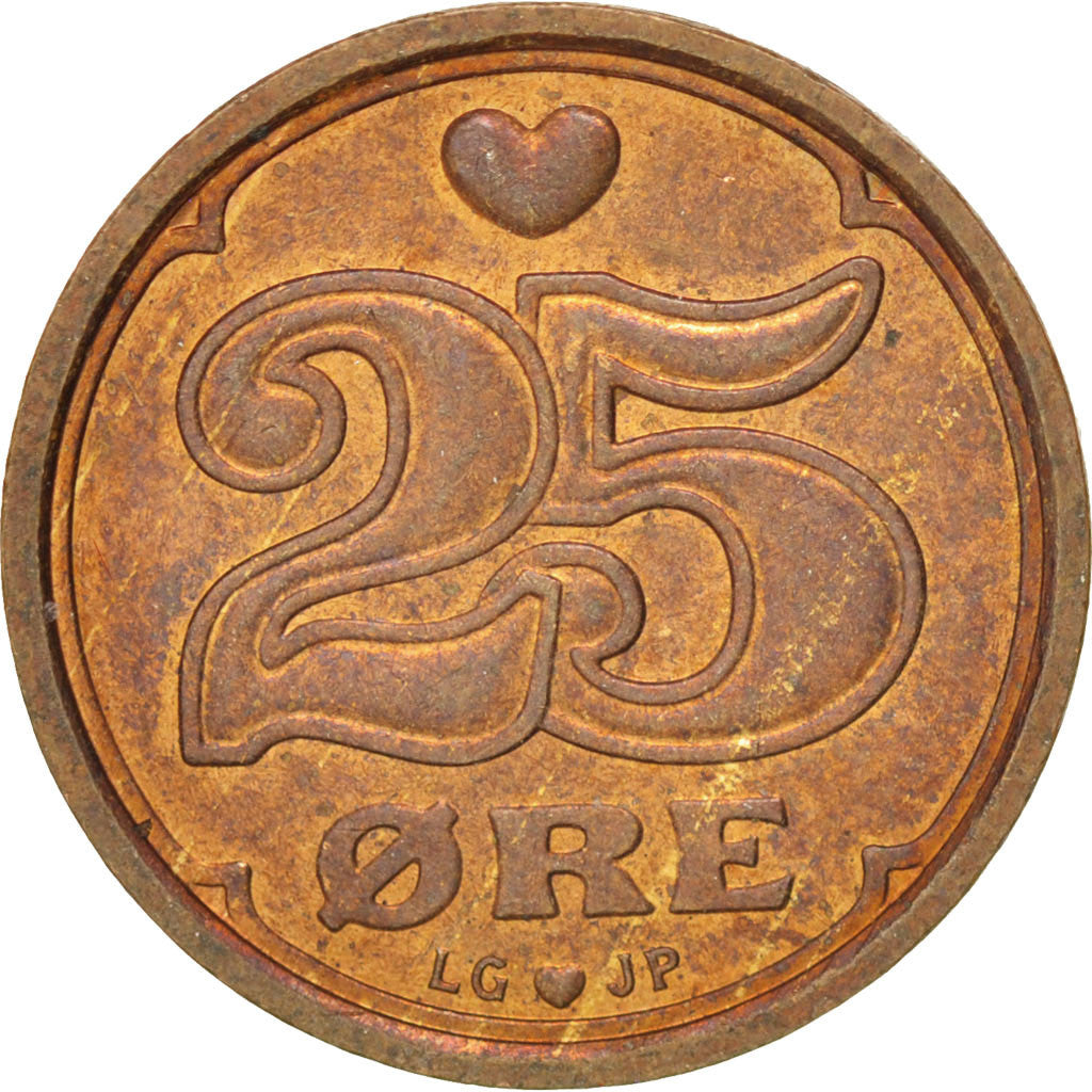 Moneta, Danimarca, Margrethe II, 25 Öre, 1991, SPL-, Bronzo, KM:868.1