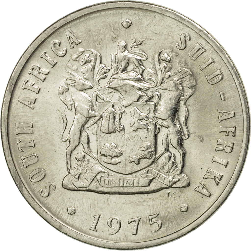 Coin, South Africa, 10 Cents, 1975, MS(63), Nickel, KM:85