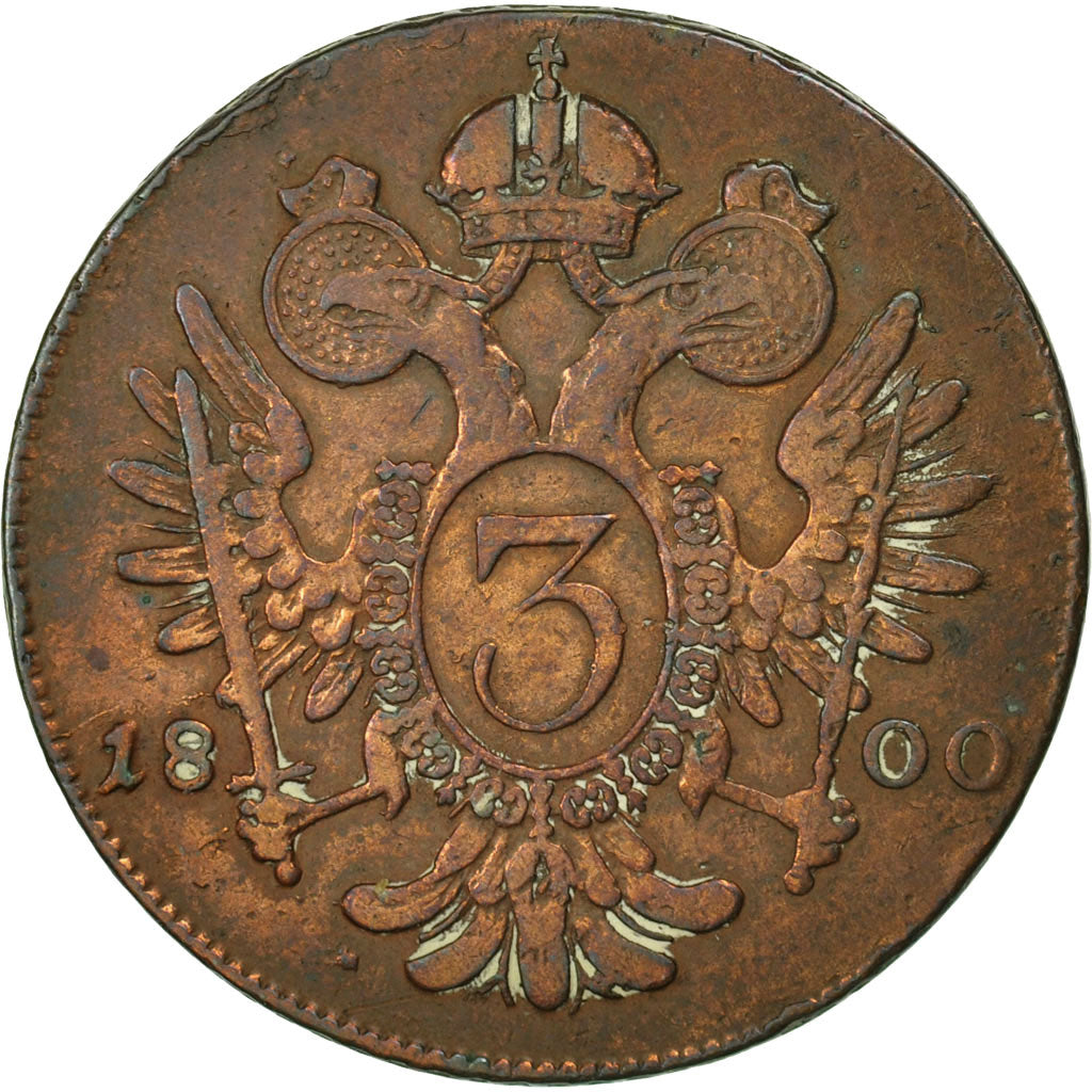 Autriche, Franz II (I), 3 Kreuzer, 1800, TB, Cuivre, KM:2115.2