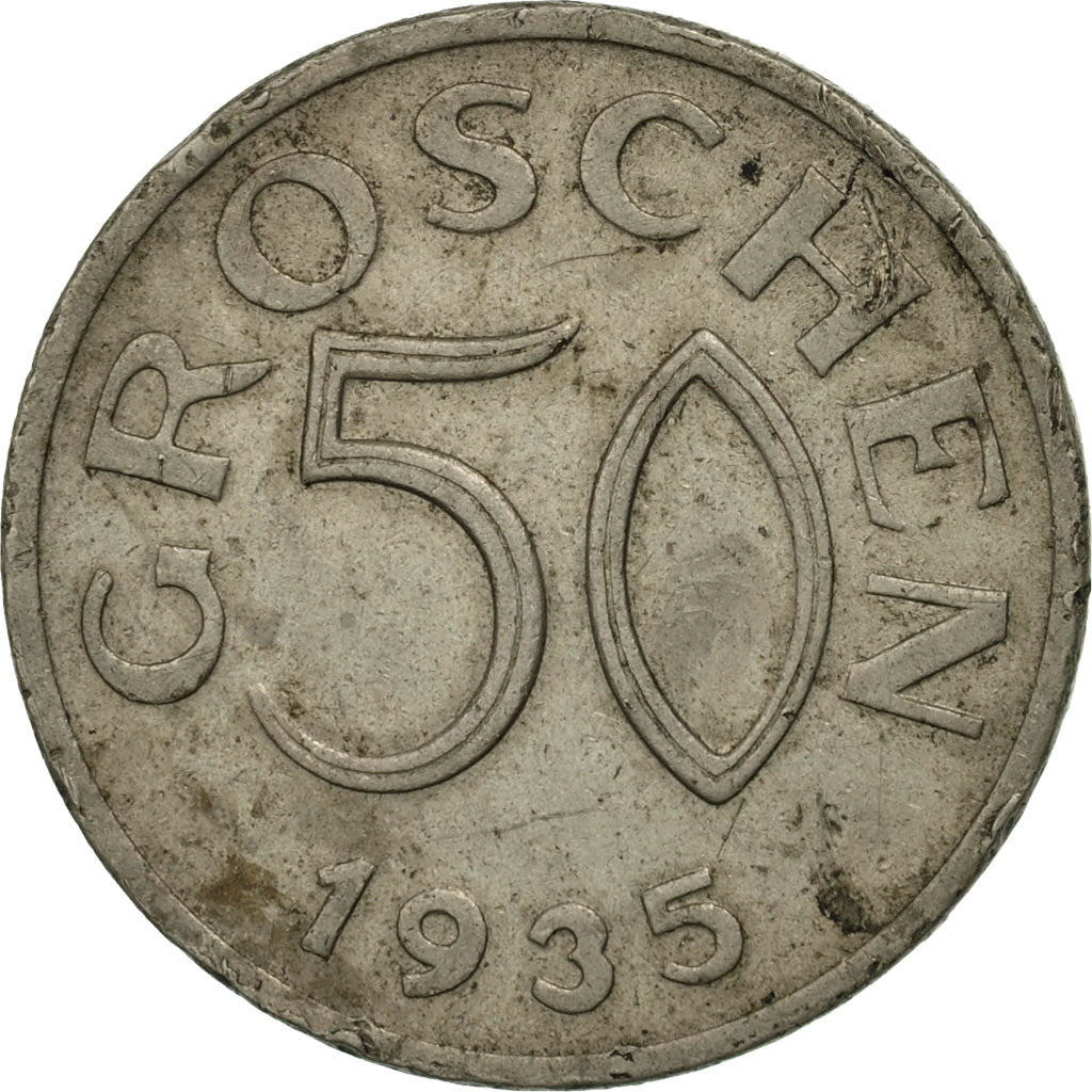 Coin, Austria, 50 Groschen, 1935, MS(60-62), Copper-nickel, KM:2854