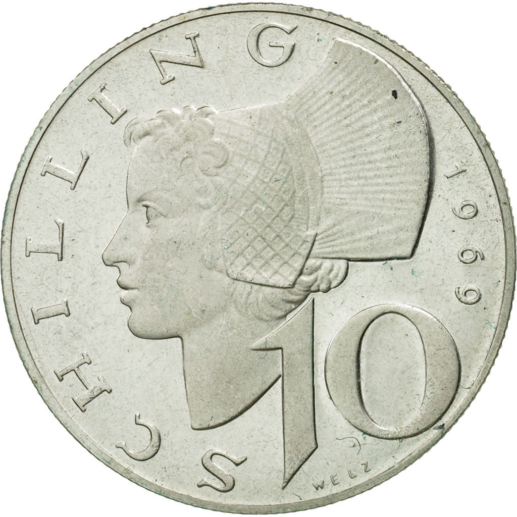 Austria, 10 Schilling, 1969, MS(63), Silver, KM:2882