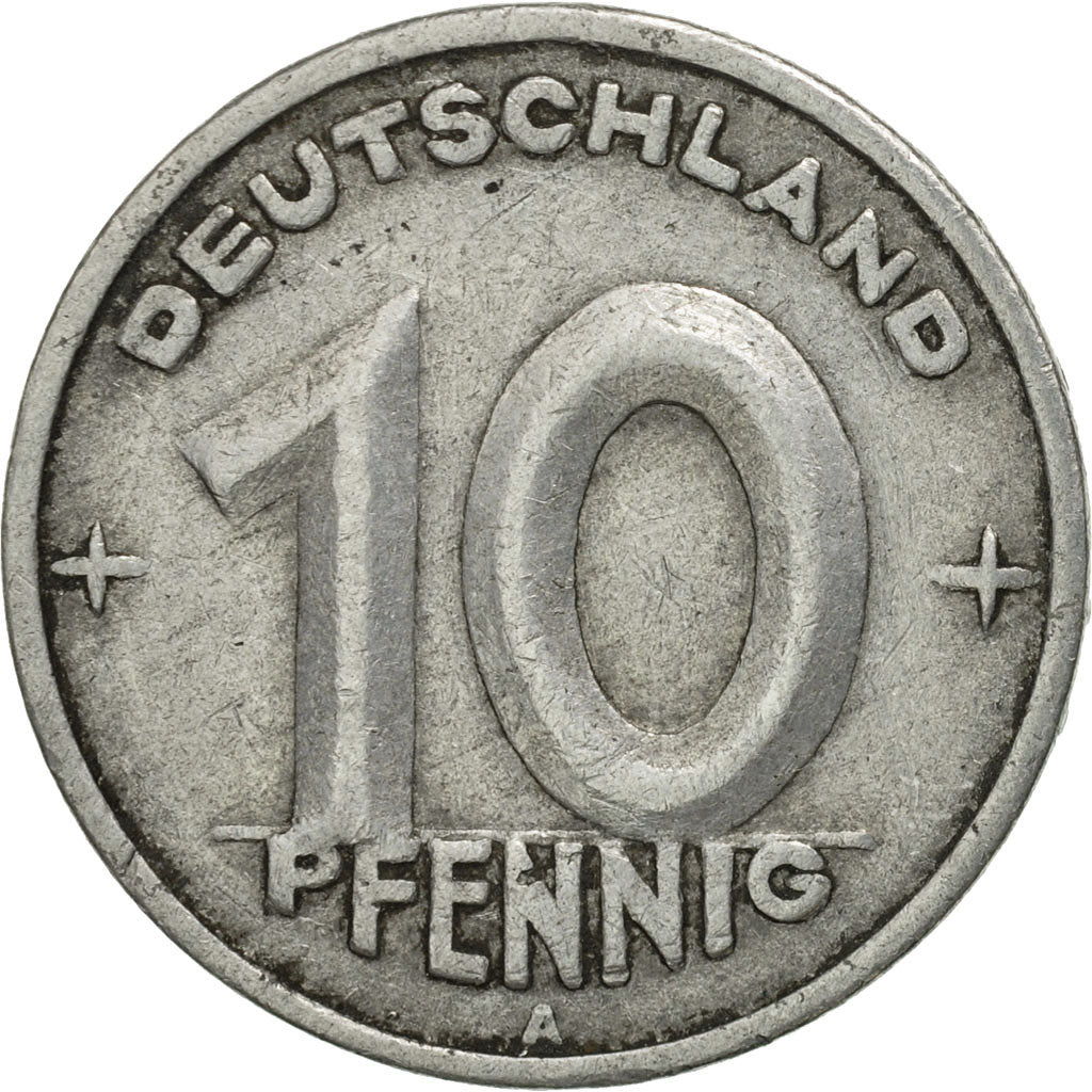 GERMAN-DEMOCRATIC REPUBLIC, 10 Pfennig, 1948, Berlin, MS(60-62), Aluminum, KM:3