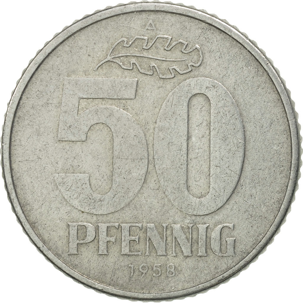 Coin, GERMAN-DEMOCRATIC REPUBLIC, 50 Pfennig, 1958, Berlin, MS(60-62), Aluminum