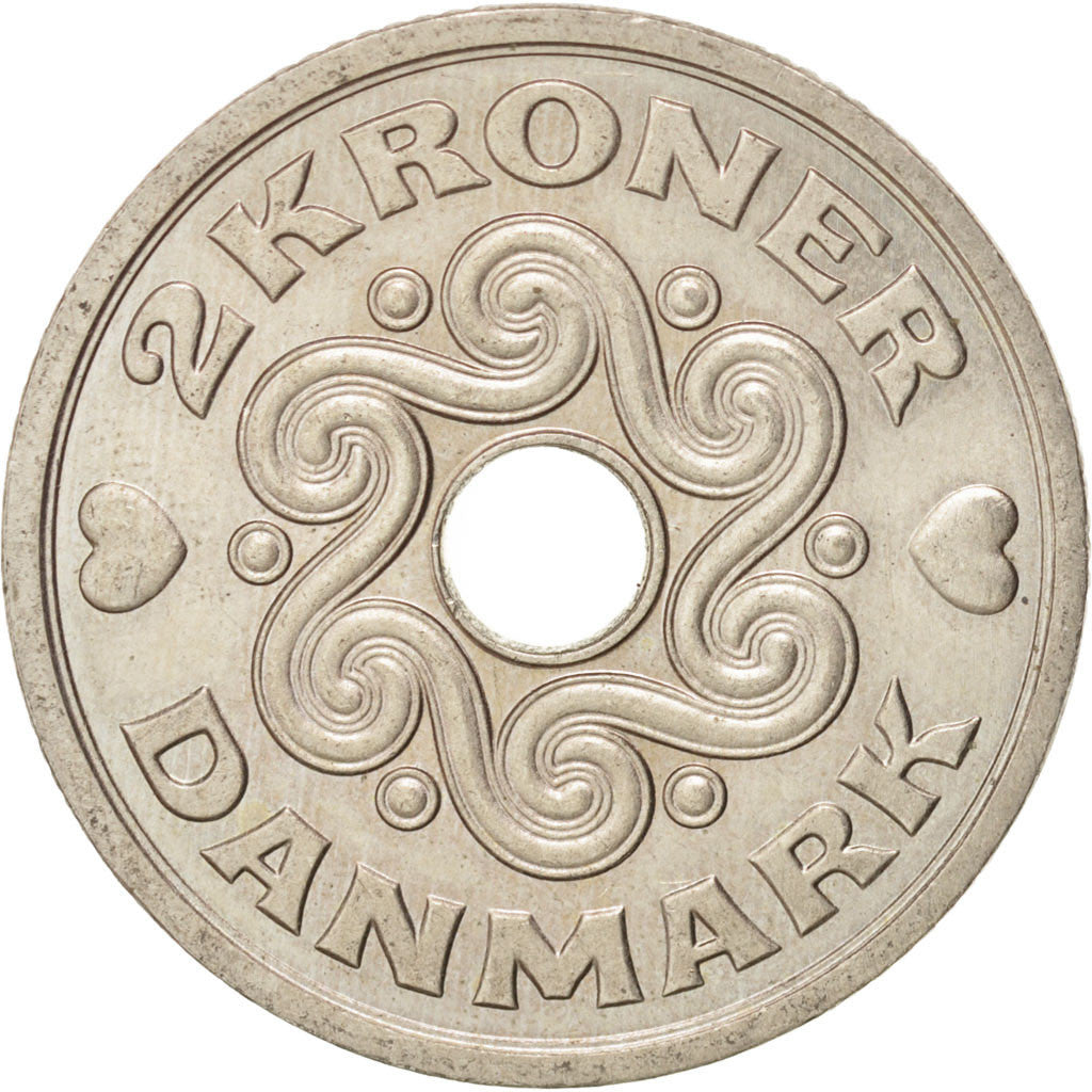 Danimarca, Margrethe II, 2 Kroner, 1994, Copenhagen, SPL, Rame-nichel, KM:874.1