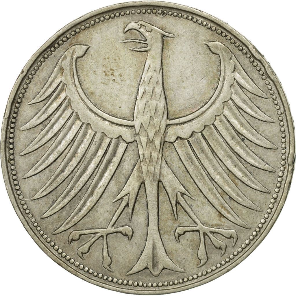 GERMANY - FEDERAL REPUBLIC, 5 Mark, 1963, Munich, MS(60-62), Silver, KM:112.1