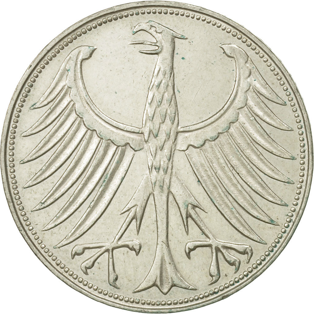 Coin, GERMANY - FEDERAL REPUBLIC, 5 Mark, 1964, Karlsruhe, MS(63), Silver