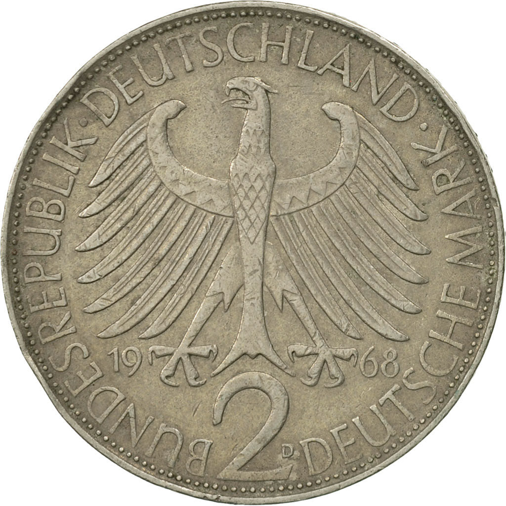 GERMANY - FEDERAL REPUBLIC, 2 Mark, 1968, Munich, MS(63), Copper-nickel, KM:116