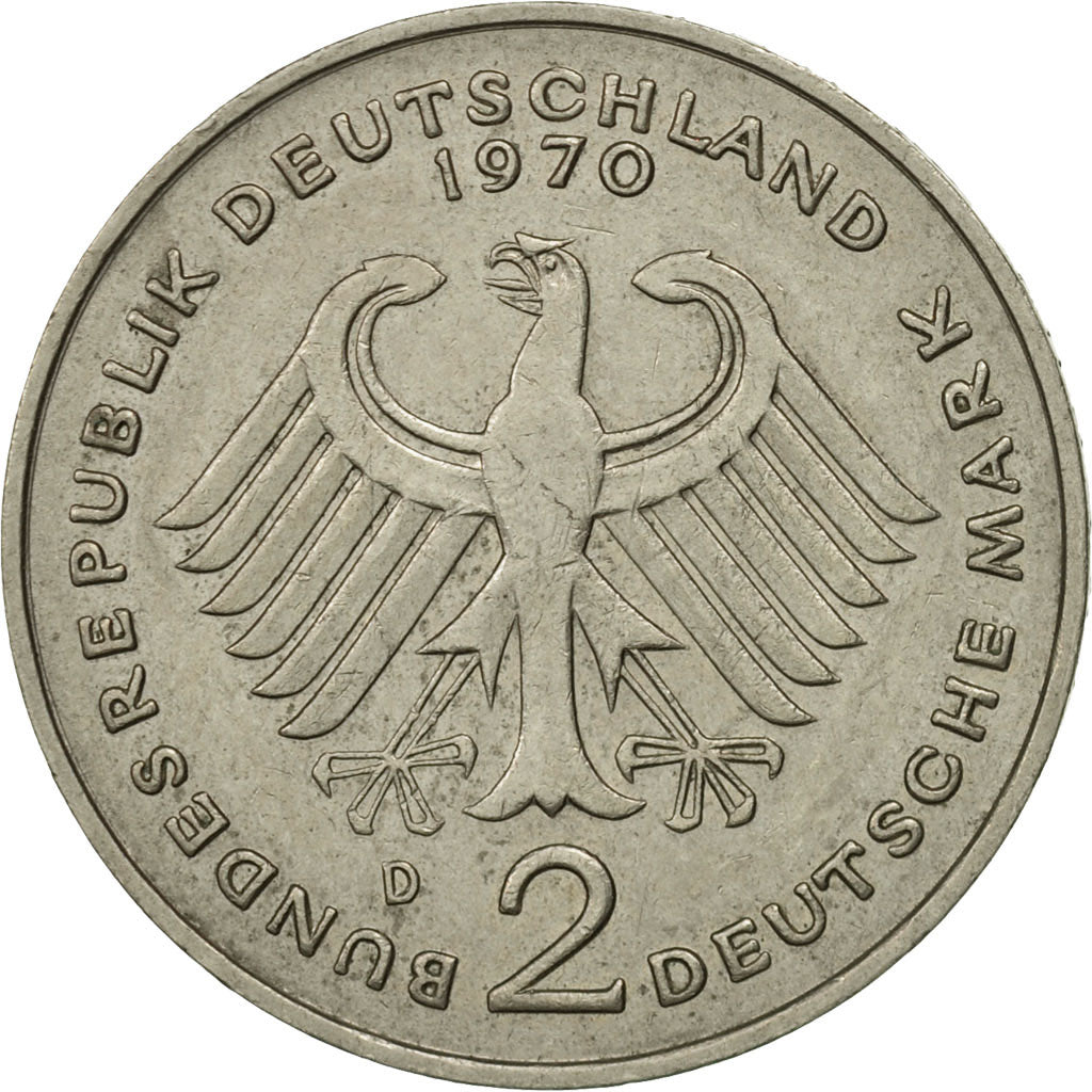 Coin, GERMANY - FEDERAL REPUBLIC, 2 Mark, 1970, Munich, MS(63), Copper-nickel