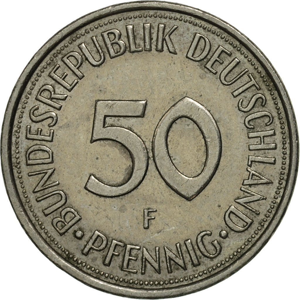 Moneda, ALEMANIA - REPÚBLICA FEDERAL, 50 Pfennig, 1982, Stuttgart, SC, Cobre -