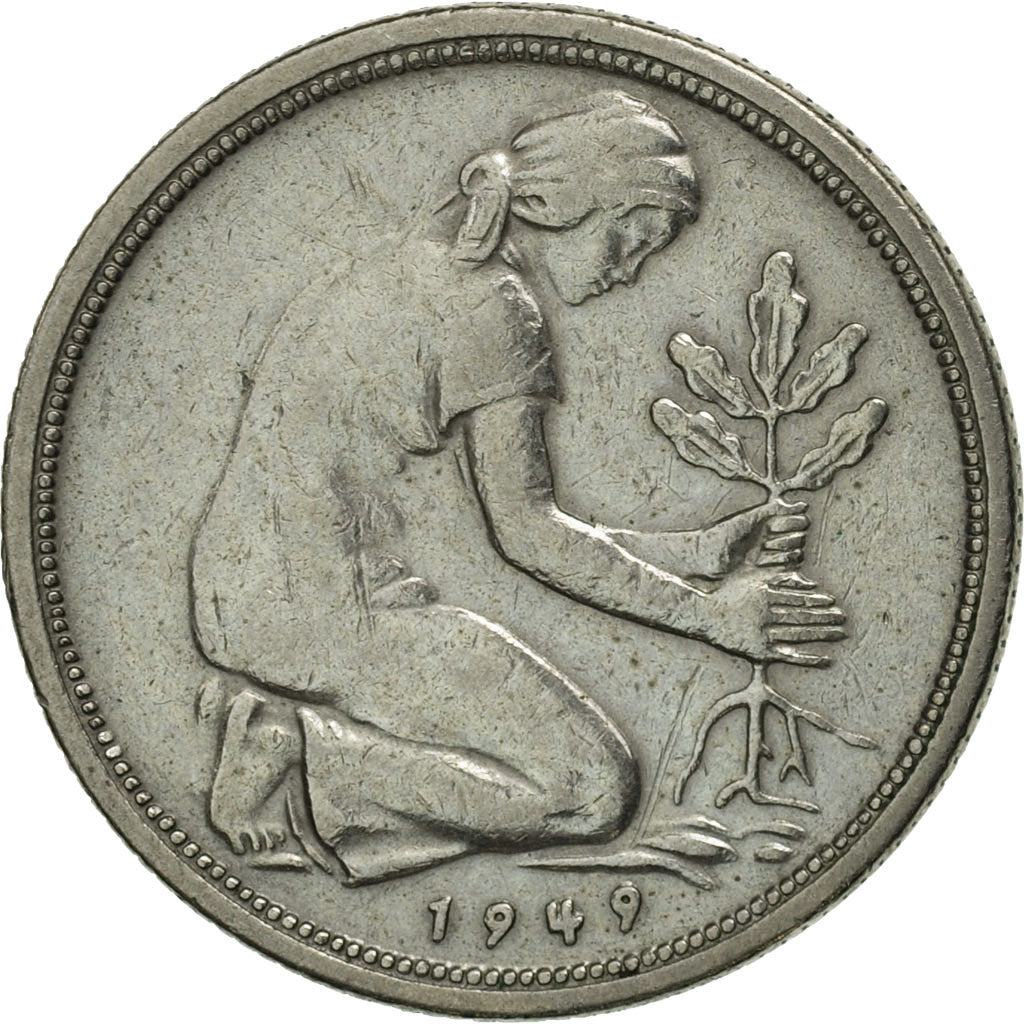 GERMANY - FEDERAL REPUBLIC, 50 Pfennig, 1949, Munich, MS(63), Copper-nickel