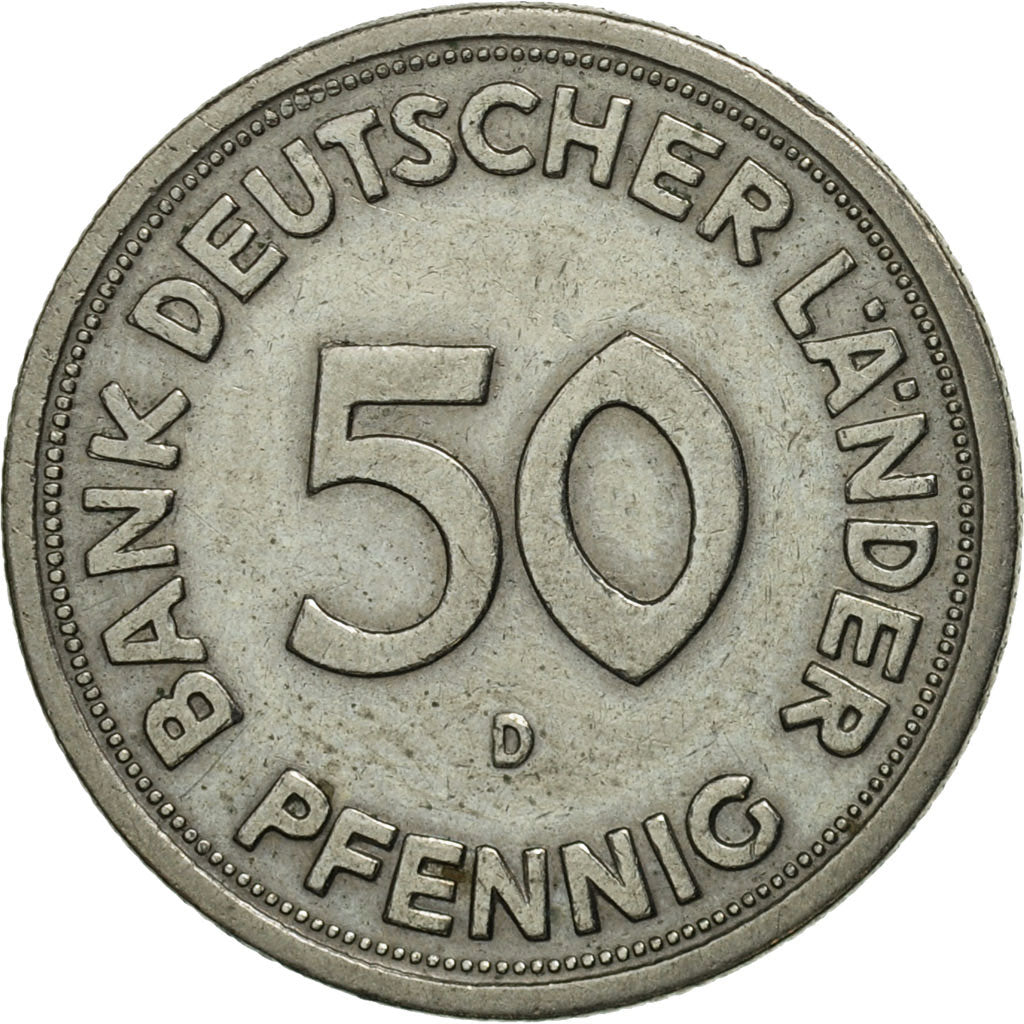 GERMANY - FEDERAL REPUBLIC, 50 Pfennig, 1949, Munich, MS(63), Copper-nickel