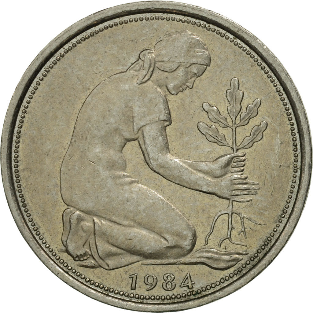 Coin, GERMANY - FEDERAL REPUBLIC, 50 Pfennig, 1984, Hambourg, MS(63)