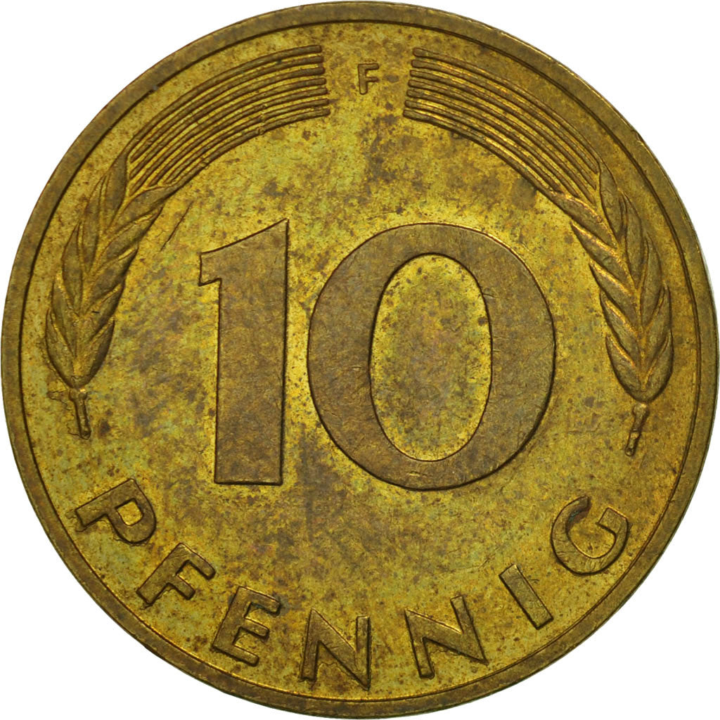Münze, Bundesrepublik Deutschland, 10 Pfennig, 1984, Stuttgart, VZ+, Brass Clad