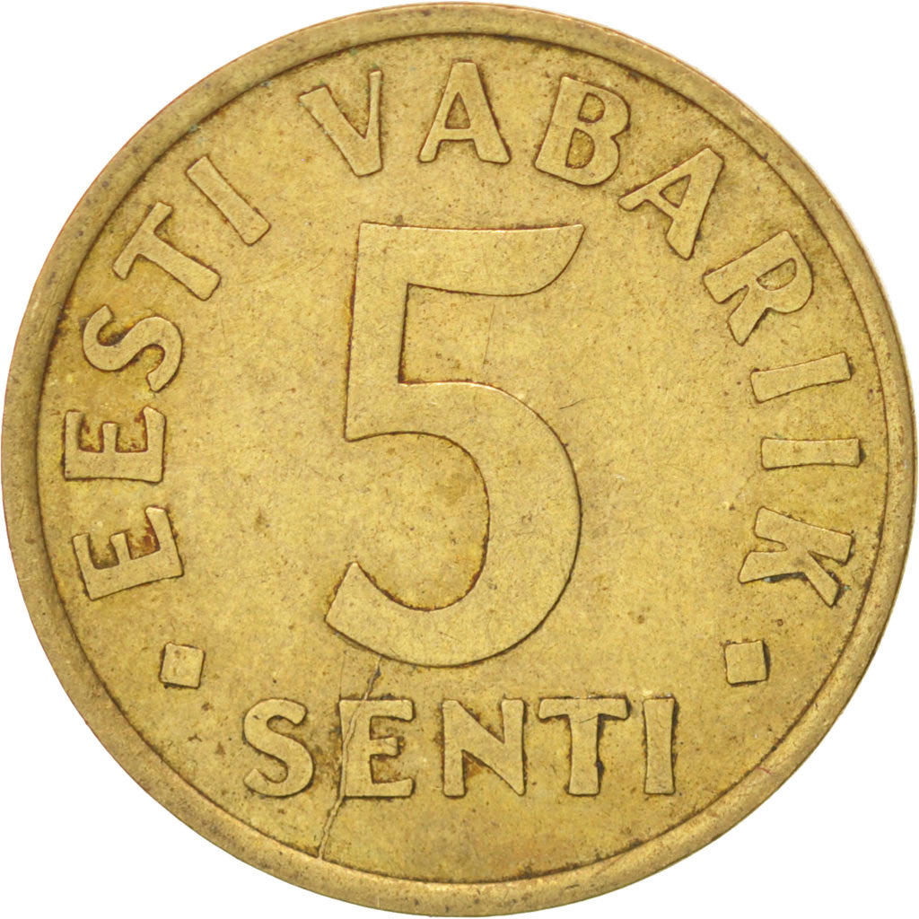 Moneta, Estonia, 5 Senti, 1992, BB, Alluminio-bronzo, KM:21