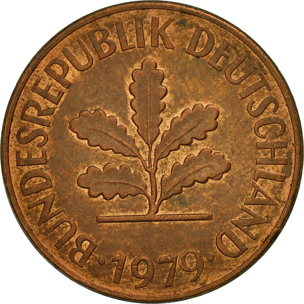 Moneta, Niemcy - RFN, 2 Pfennig, 1979, Hambourg, MS(63), Miedź platerowana