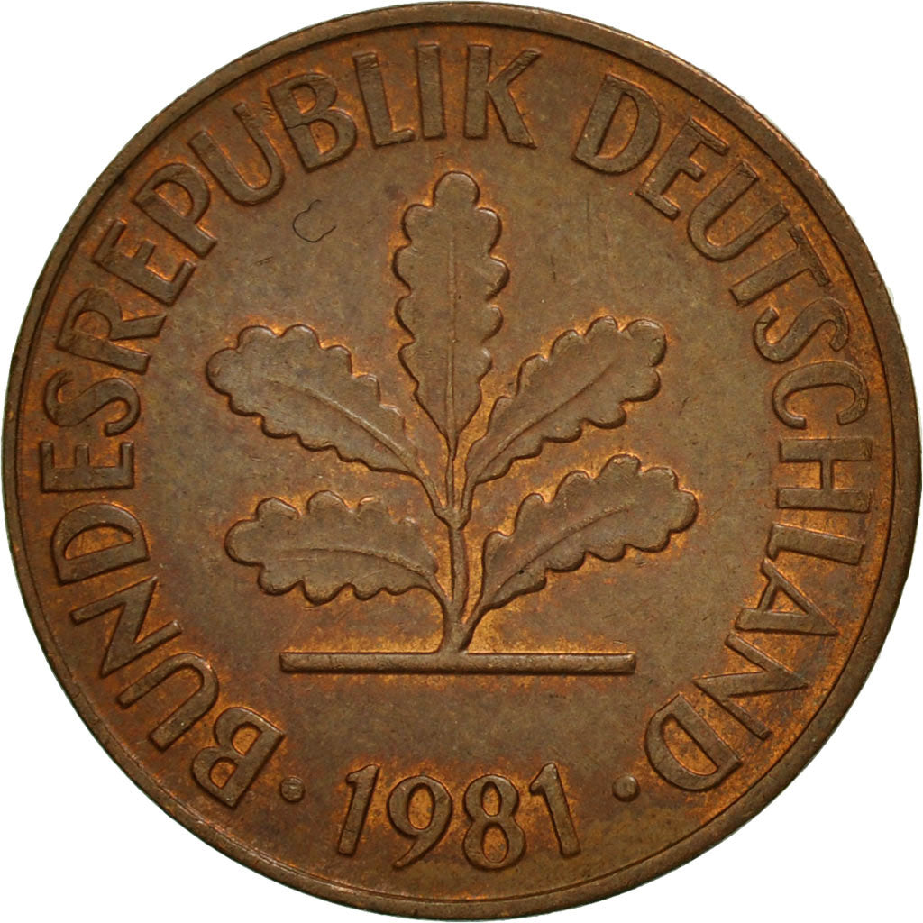 Coin, GERMANY - FEDERAL REPUBLIC, 2 Pfennig, 1981, Stuttgart, MS(63), Copper
