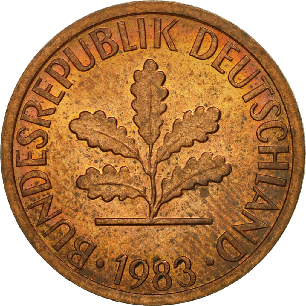 Coin, GERMANY - FEDERAL REPUBLIC, Pfennig, 1983, Stuttgart, MS(60-62), Copper