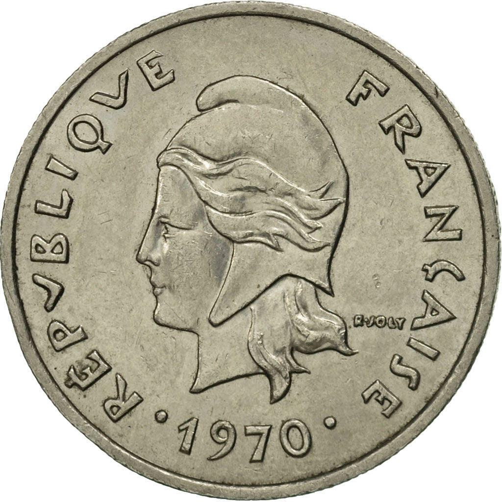 New Caledonia, 10 Francs, 1970, Paris, MS(63), Nickel, KM:5