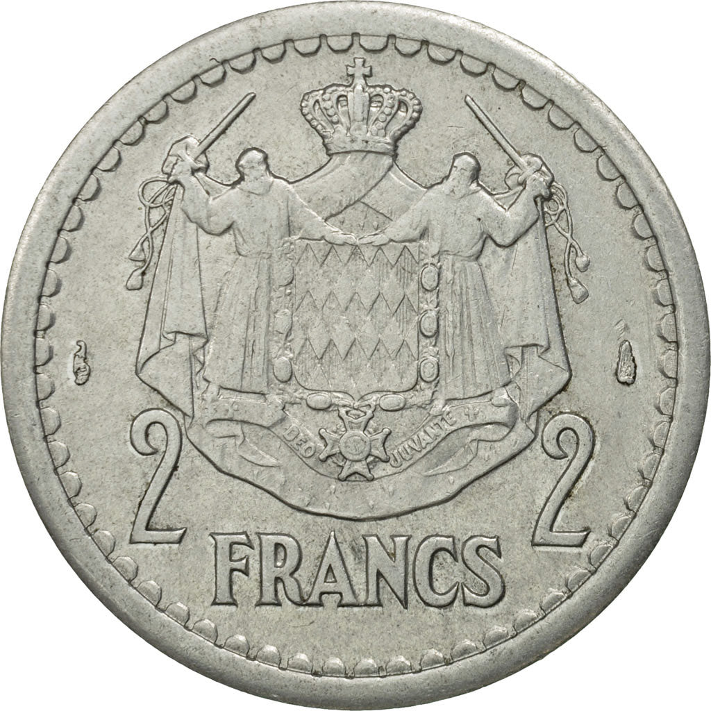 Monaco, Louis II, 2 Francs, MS(63), Aluminum, KM:121