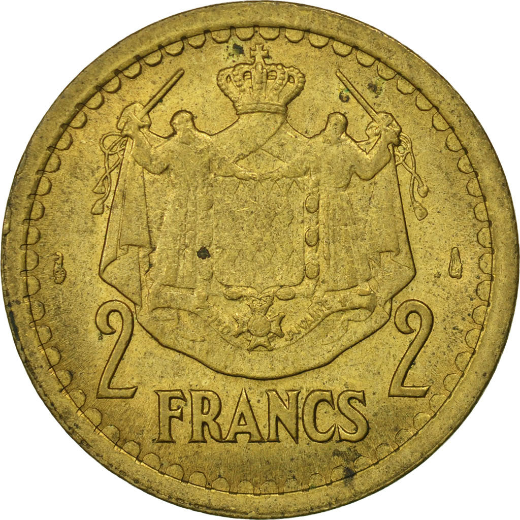 Monaco, Louis II, 2 Francs, MS(63), Aluminum-Bronze, KM:121a