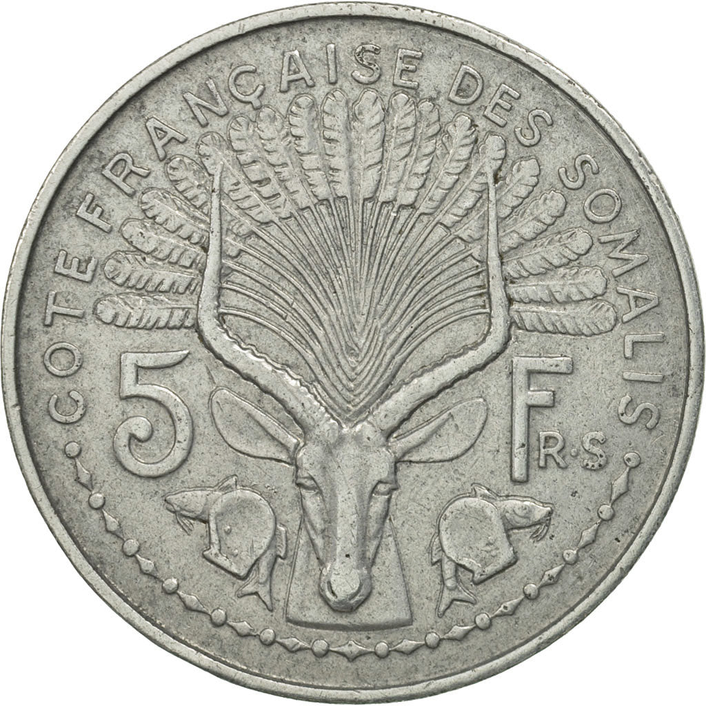 French Somaliland, 5 Francs, 1959, Paris, MS(63), Aluminum, KM:10